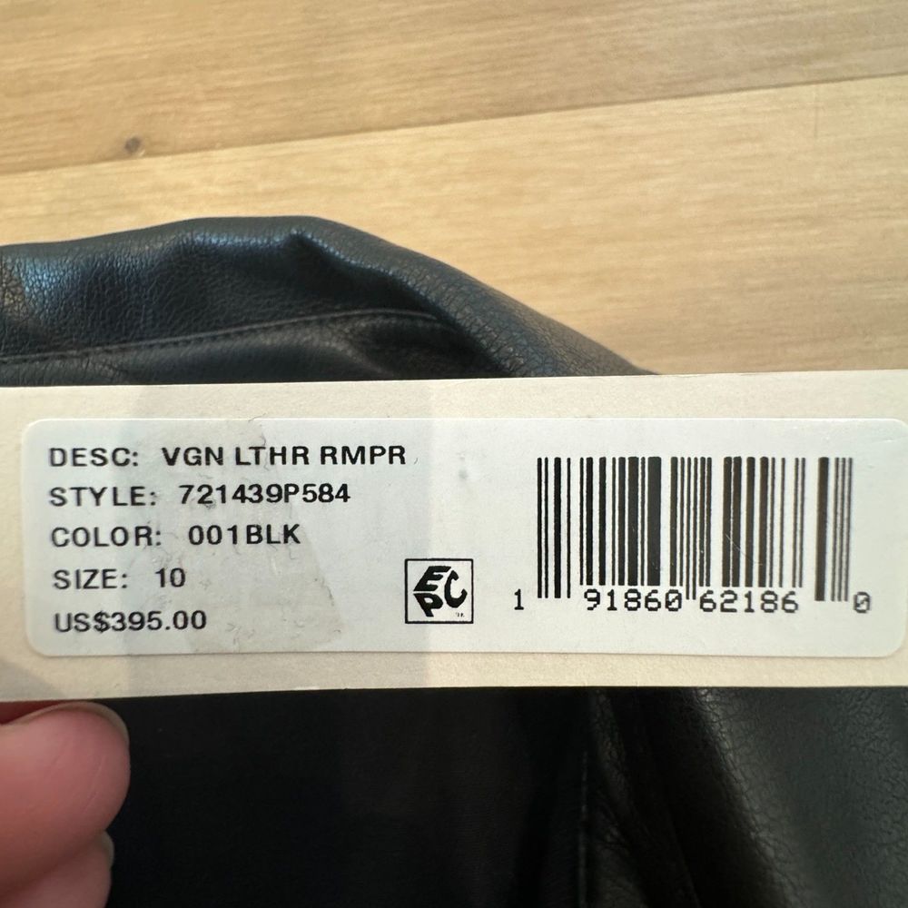 NWT - Rebecca Taylor Black Vegan Leather Romper - Women's 10 - Picture 4 of 8